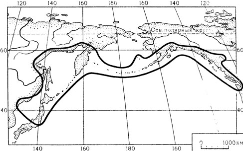 Карта 1. Ареал рябчика камчатского